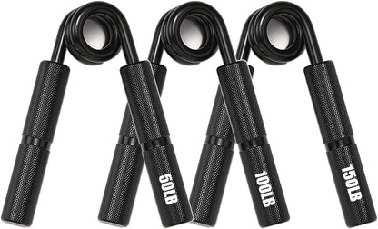 Silver Metal Hand Grip Set, 50LB-400LB No Slip Heavy-Duty Grip Strengthener Great Wrist & Forearm Hand Exerciser, Home Gym, Hand Gripper Grip Strength Trainer