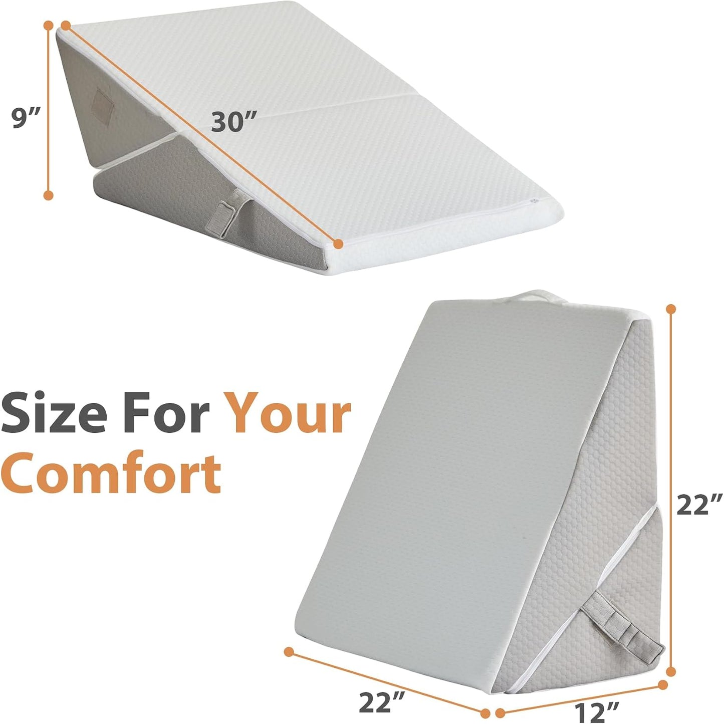 BIEEZZK Wedge Pillow Set for After Surgery, Wedge Pillow for Acid Reflux, Bed Wedge Pillow with Adjustable 9&12inch for Headboard,Sleeping, Orthopedic Memory Foam for Neck&Back Support, White/Grey