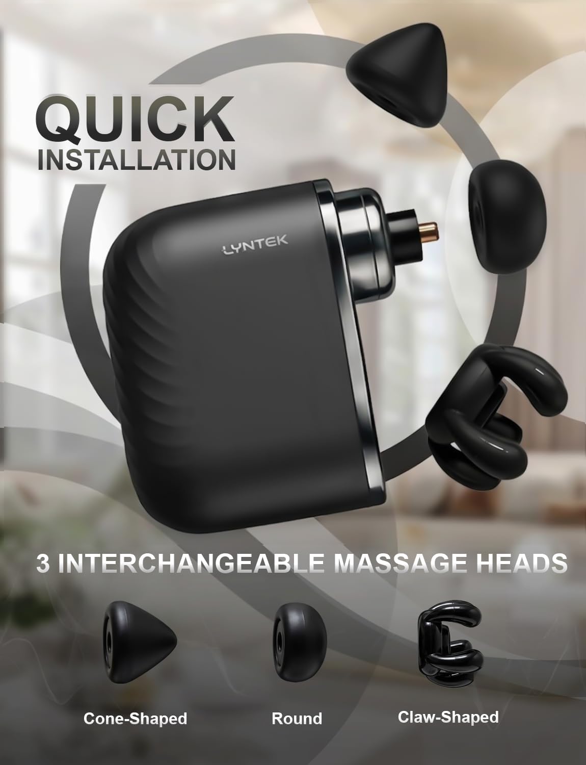 Mini Massage Gun - Small Handheld Muscle Massager with Percussion Deep Tissue, 5 Adjustable Vibration Frequency & 3 Interchangeable Heads - Portable Pocket Massage Gun for Gym, Travel, Office