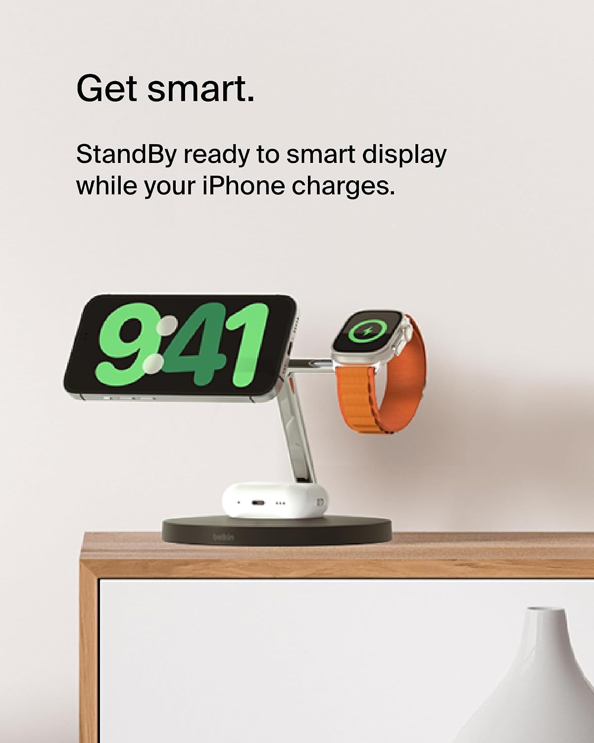 Belkin Qi2 15W Wireless Charging Station, 3 in 1 iPhone Charger