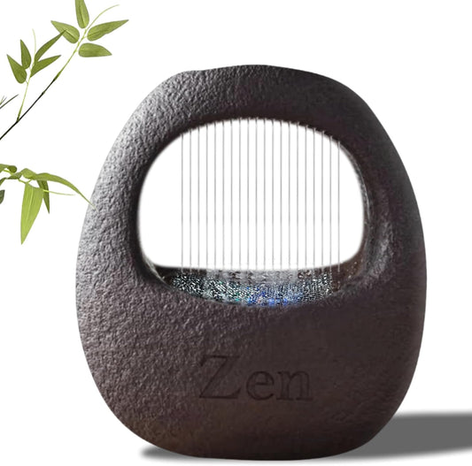 Tabletop Water Fountains, 7.8" Indoor Waterfall with 4-Color Relaxing Lights & Quiet Submersible Pump, Small Soothing Sound Machine, Feng Shui Decor for Good Luck, Relaxation & Meditation