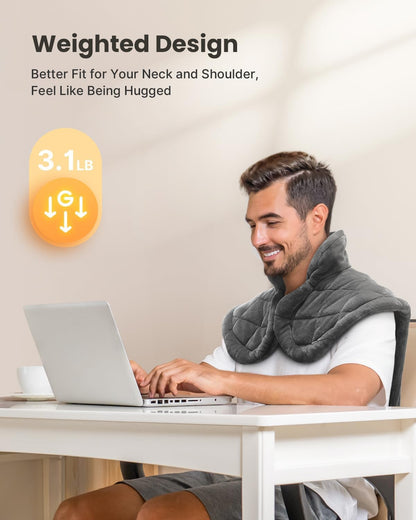 iDOO Heating Pad for Neck and Shoulders and Back for Pain Relief, Fathers Day Dad Gifts for Men, FSA Eligible Items & HSA Store, Large 24"x33" Weighted Electric Heat Pads for Back Gray