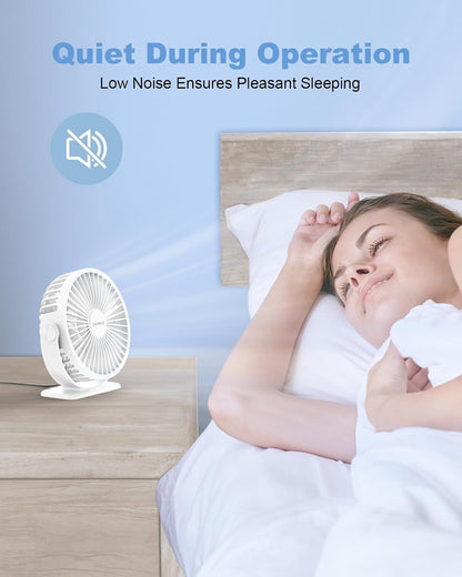 TriPole Desk Fan USB Powered Small Portable Fan, 3 Speeds Adjustable Strong Breeze Mini Personal Fans, 360° Rotation Quiet Plug In USB Fans for Desktop Bedroom Office Table Travel, Black, 4.9ft Cable