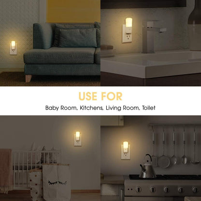 LOHAS-LED Amber Night Light, Dimmable Plug in Night Light with Light Sensor, Yellow Kids Nightlights, 5-80LM Sleep Light for Nursery, Bedroom, Bathroom, Hallway, Stairway, 2Pack