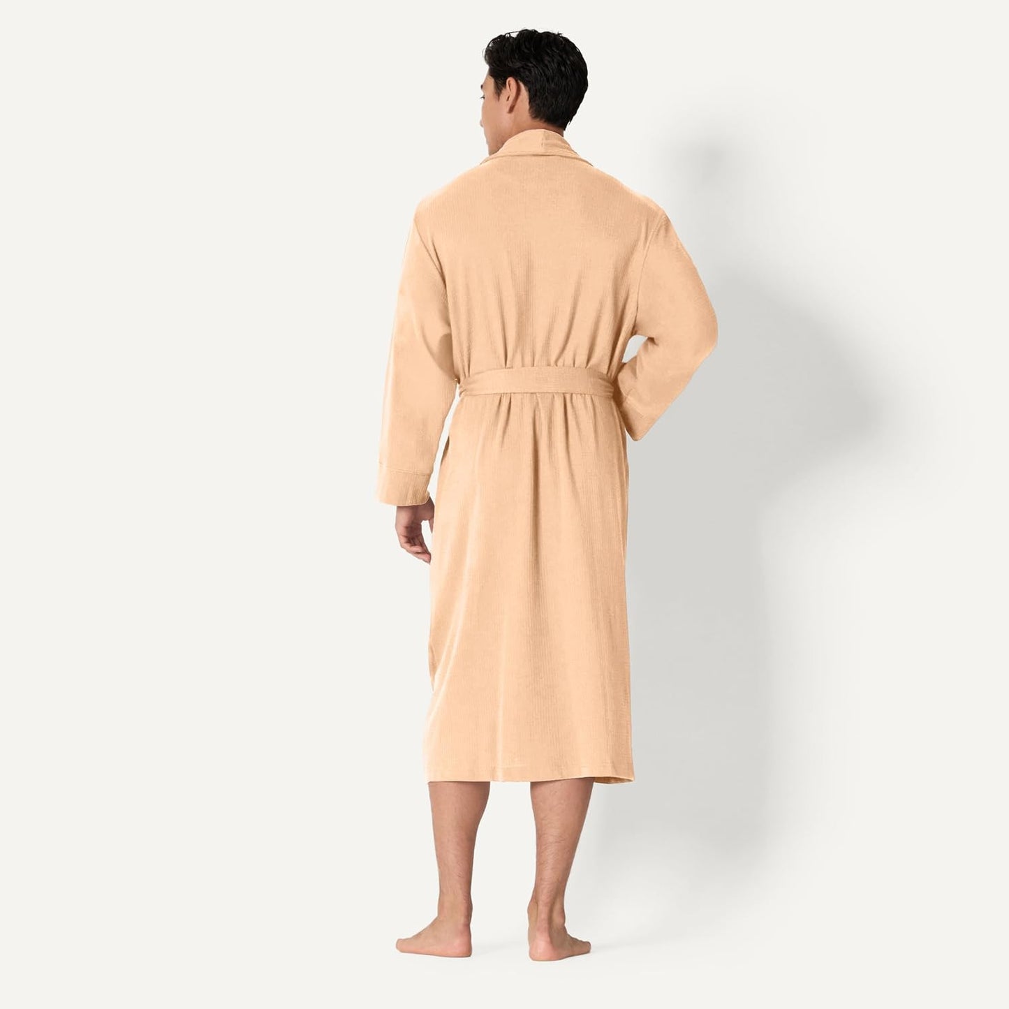 Amazon Essentials Men's Lightweight Cotton Waffle Bath Robe, Mid-Length Loungewear (Available in Big & Tall)