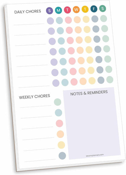 bloom daily planners Magnetic Chore Chart Planning Pad - Daily & Weekly Habit To Do Tracker - Family Organizer and Responsibility Reward System - 60 Sheets - 6” x 9”, Pastel