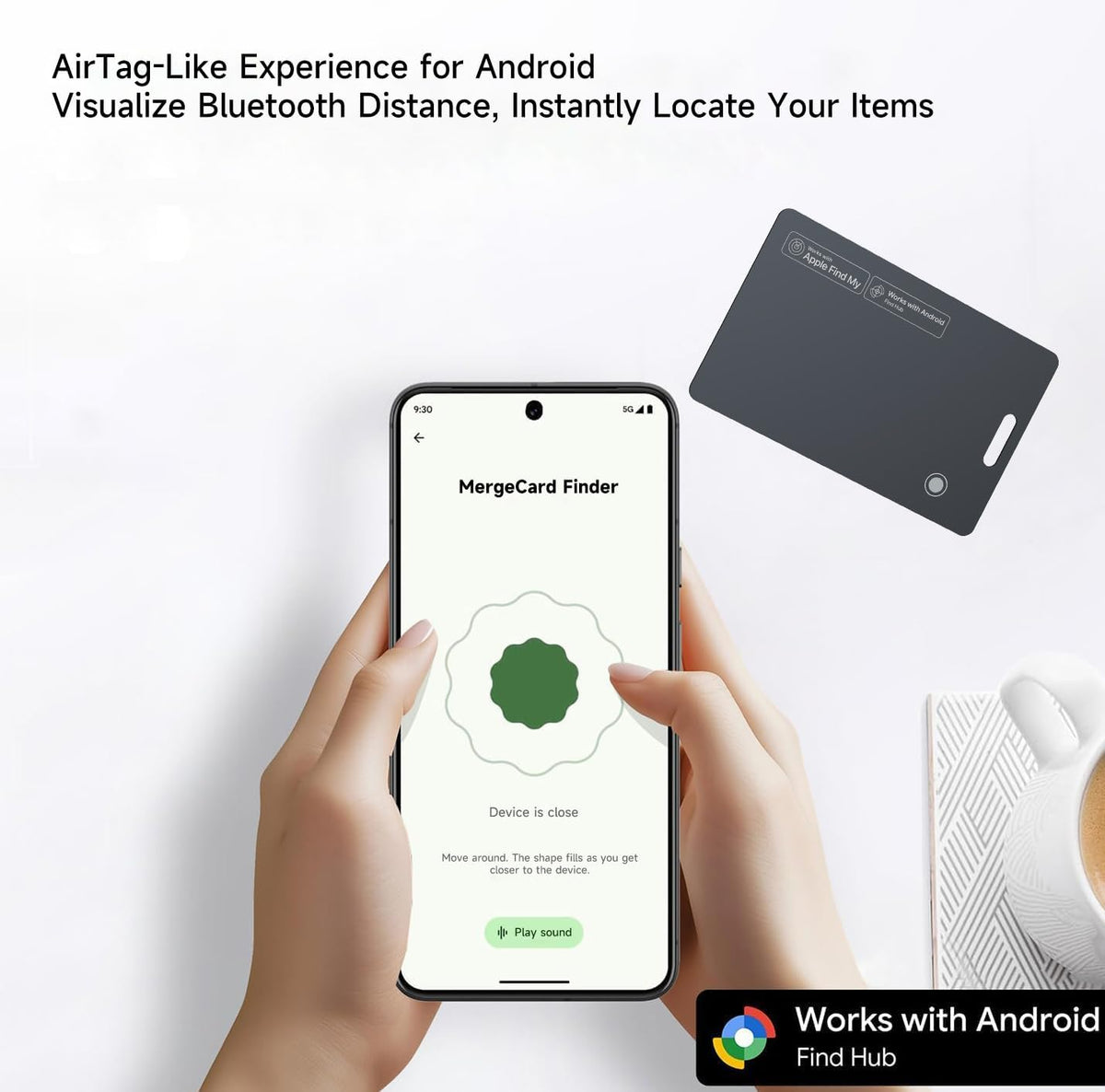 MergeCard, Works with Apple Find My (iOS) & Google Find Hub (Android),– for Wallet & Passport Rechargeable Wireless Charging, IPX68 Waterproof, Thin Tracker Card (1 Pack)