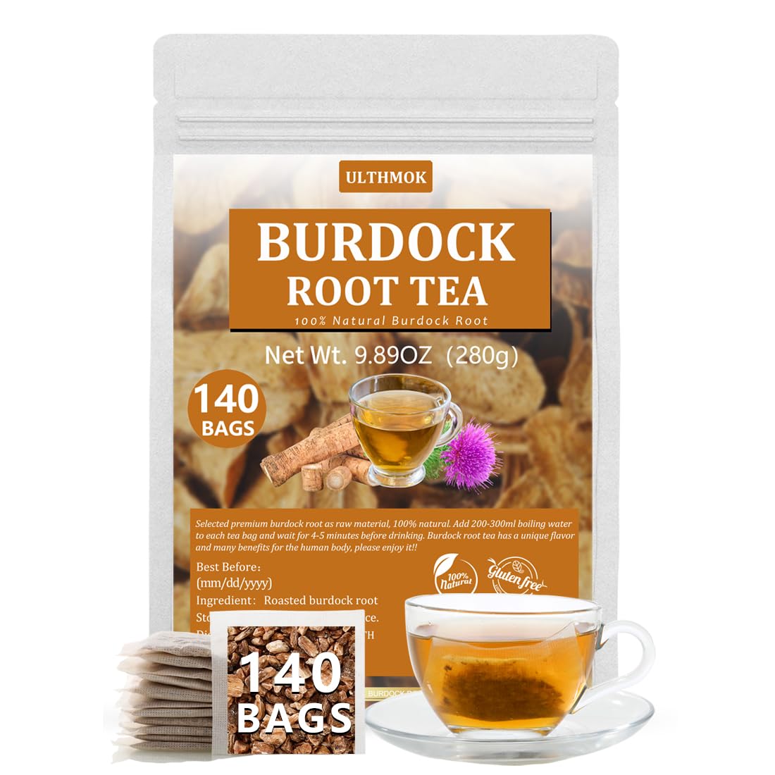 Premium Hibiscus Tea Bags,60 Tea Bags 2g /4.24 Oz,100% Pure Dried Hibiscus Flower,Natural & No Additives,Caffeine Free.