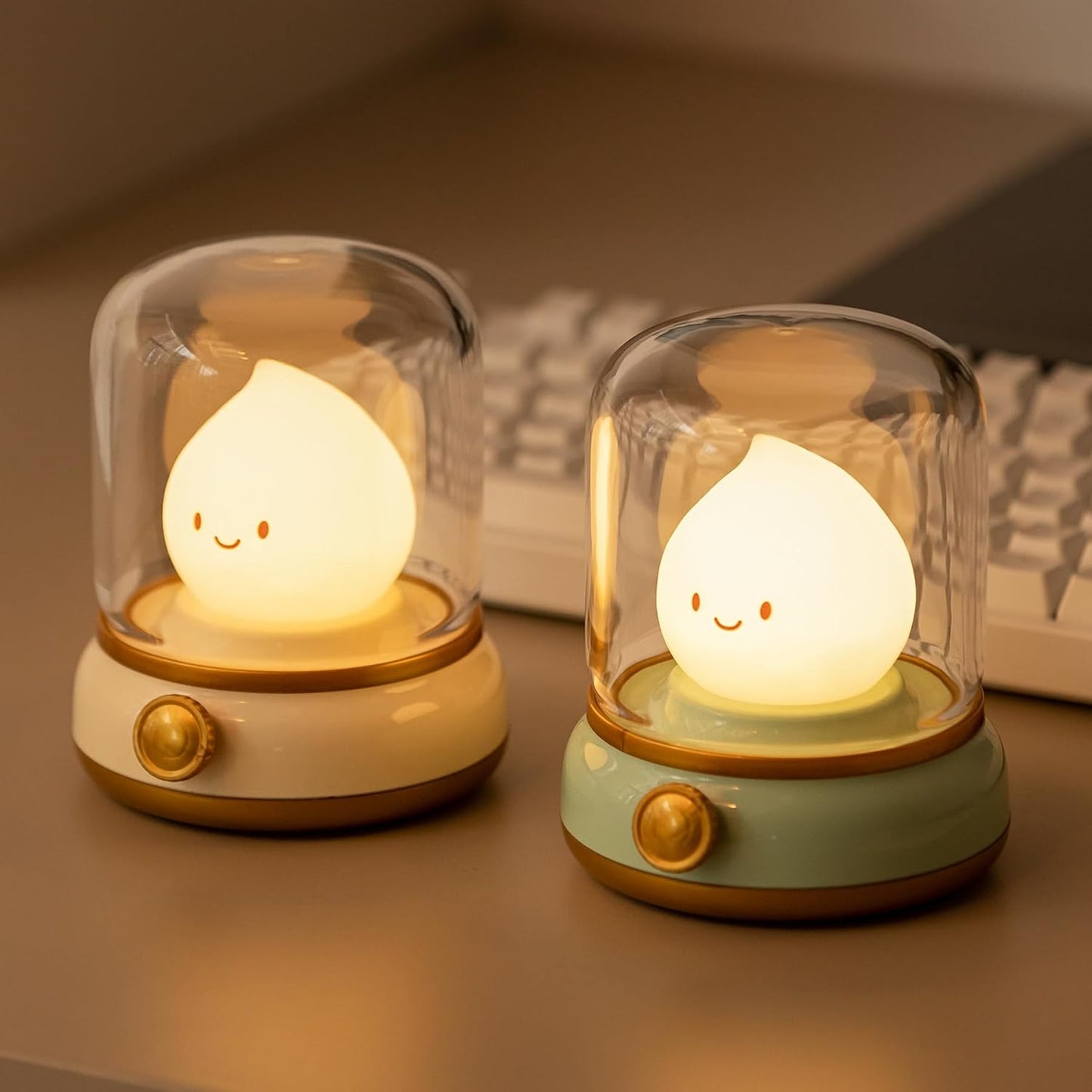 WANIDEA Flameless Candles Lamp, Led Candles,Cute Kerosene Lamp,Silicone Flame Amber Light,Adjustable Dimmable Rechargeable Night Light for Kids,Girls,Teenager Kids Bedroom Christmas