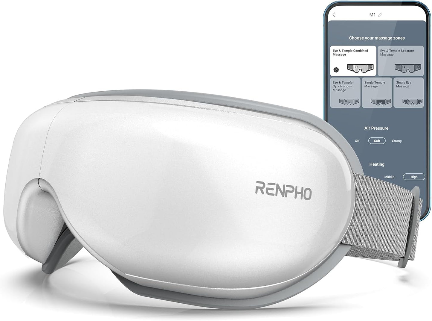 RENPHO Eyeris 1 Eye Massager with Heat, FSA Eligible HSA, Heated Eye Mask for Head Tension, Eye Strain & Screen Fatigue, Birthday Gifts for Men and Women