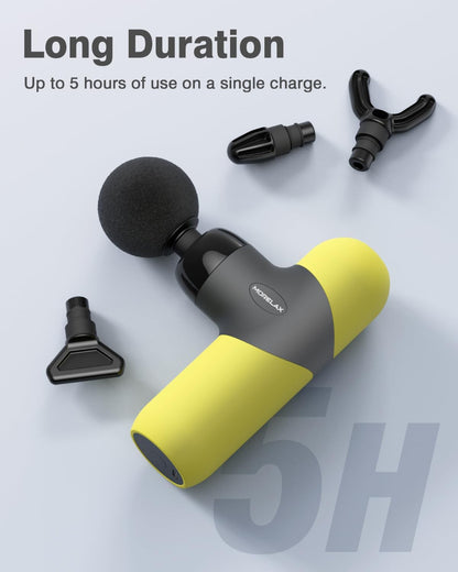 Morelax Mini Massage Gun, Percussion Muscle Massager for Back Pain Relief, Compact Sports Travel Massage Gun with 6 Massage Heads 4 Speeds, Gift for Her, Home, Athletes