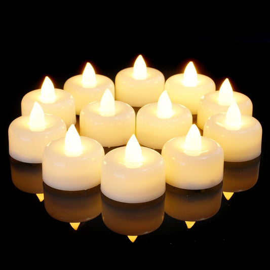 Amagic 12Pack Flameless LED Tea Lights Candles Battery Operated, Warm White