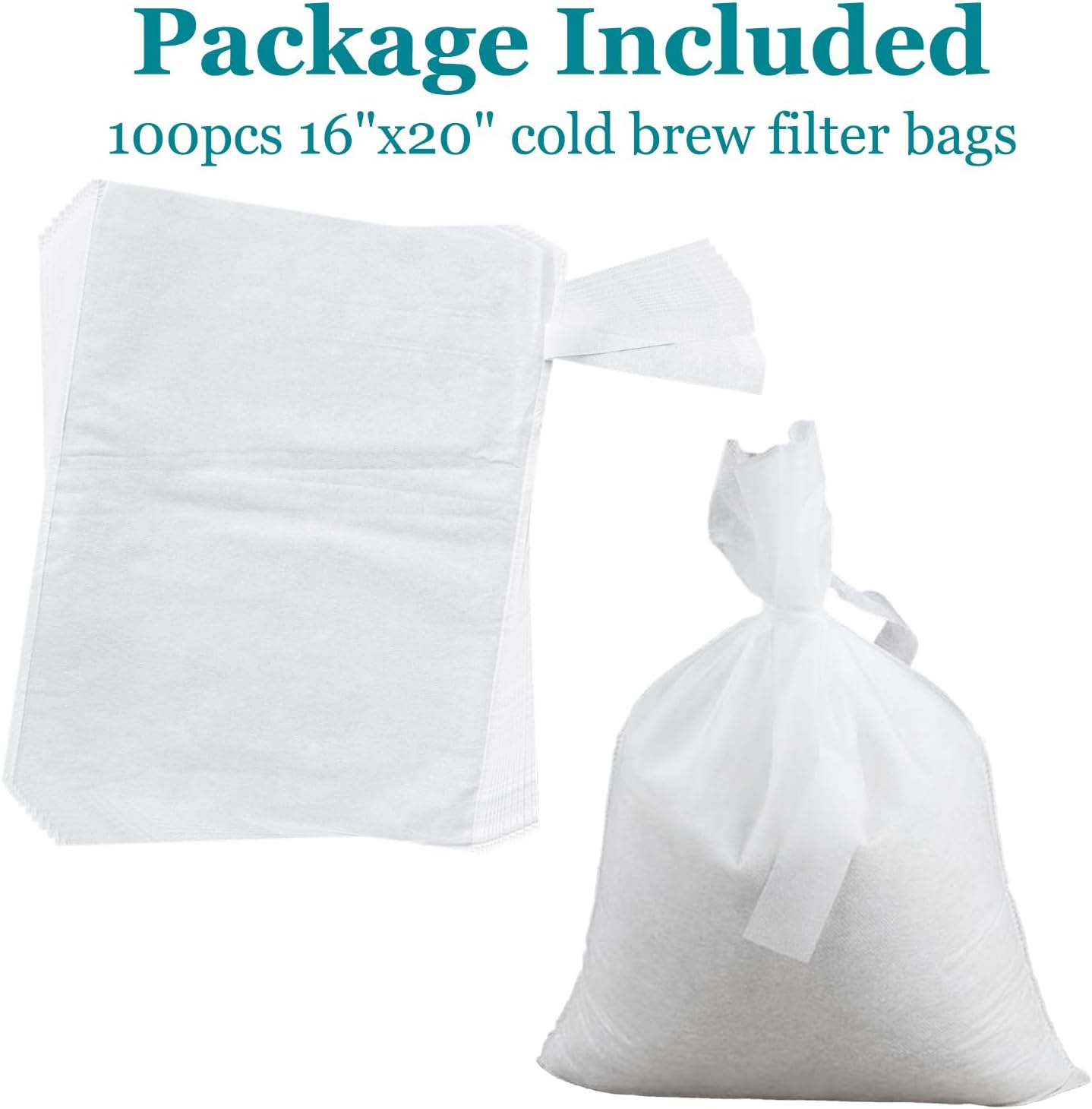 Yzurbu 200pcs 4''x6'' Cold Brew Coffee Filter Bags, No Mess Disposable Filter Bag with Drawstring for Coffee Grounds & Ice Tea