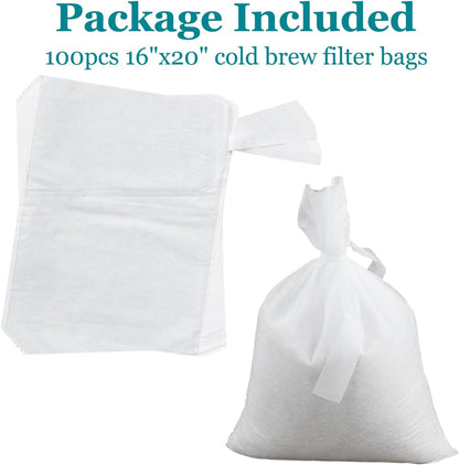 Yzurbu 200pcs 4''x6'' Cold Brew Coffee Filter Bags, No Mess Disposable Filter Bag with Drawstring for Coffee Grounds & Ice Tea