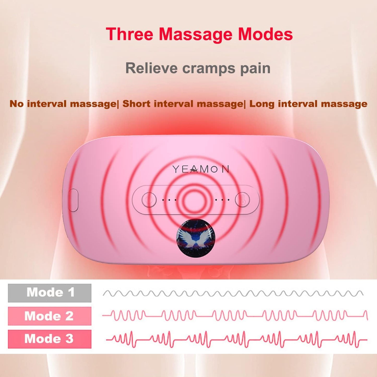 Portable Cordless Heating Pad, Electric Waist Belt Device, Fast Heating Pad with 3 Heat Levels and 3 Massage Modes, Back or Belly Heating Pad, Gift for Her, Women and Girl