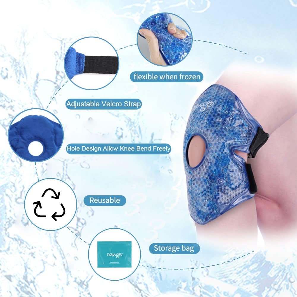 NEWGO Ice Pack for Knee Pain Relief, FSA Eligible Cold Pack Gel Ice Packs for Knee Replacement Surgery, Arthritis, Swelling, Bruises - 2 Pack