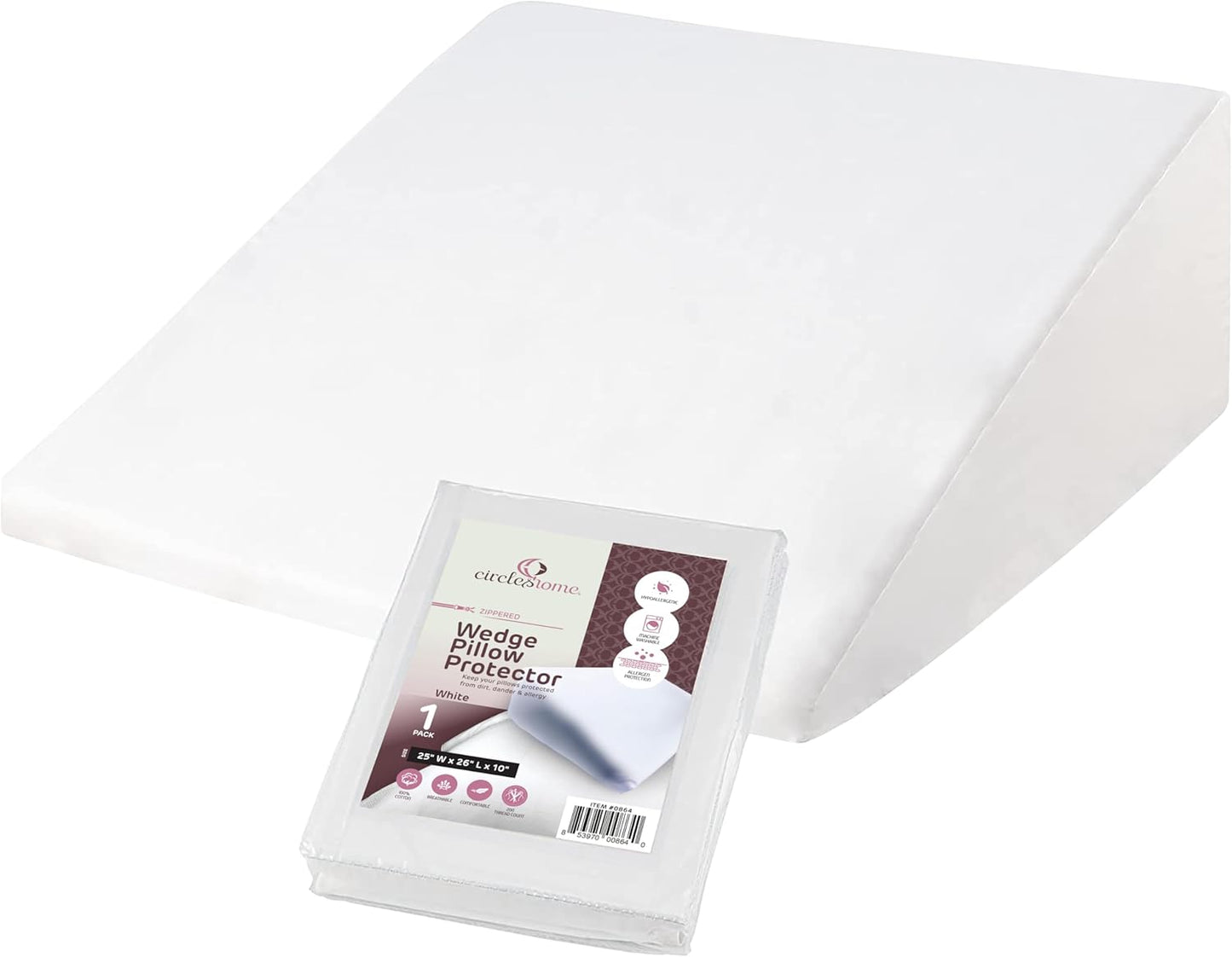 CirclesHome Pillow Protectors 4 Pack Standard Zippered - 100% Cotton Breathable Pillowcases - Protects Pillows from Dirt, Dust and Debri (Standard - Set of 4 - 20x26)