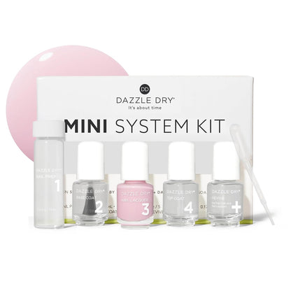 Dazzle Dry Mini Kit 4 Step System - Prima Ballerina, a sheer and milky delicate pink that makes a beautiful French base. (5 Piece Kit / 5 Manicures)