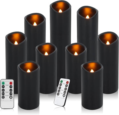 antizer Flameless Candles Led Candles Pack of 9 (H 4" 5" 6" 7" 8" 9" x D 2.2") Real Wax Battery Candles with Remote Timer for Home Fireplace Decor Wedding Festival Decor (Ivory 9 Pack)