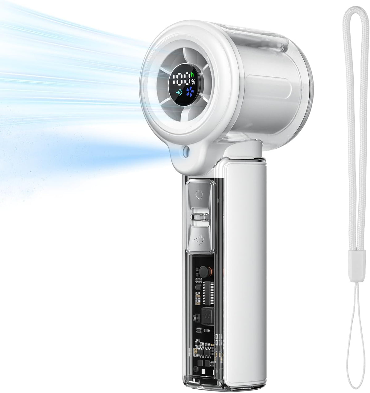 COKUNST Handheld Fan with Mist Spray, Toggle Button, LED Display