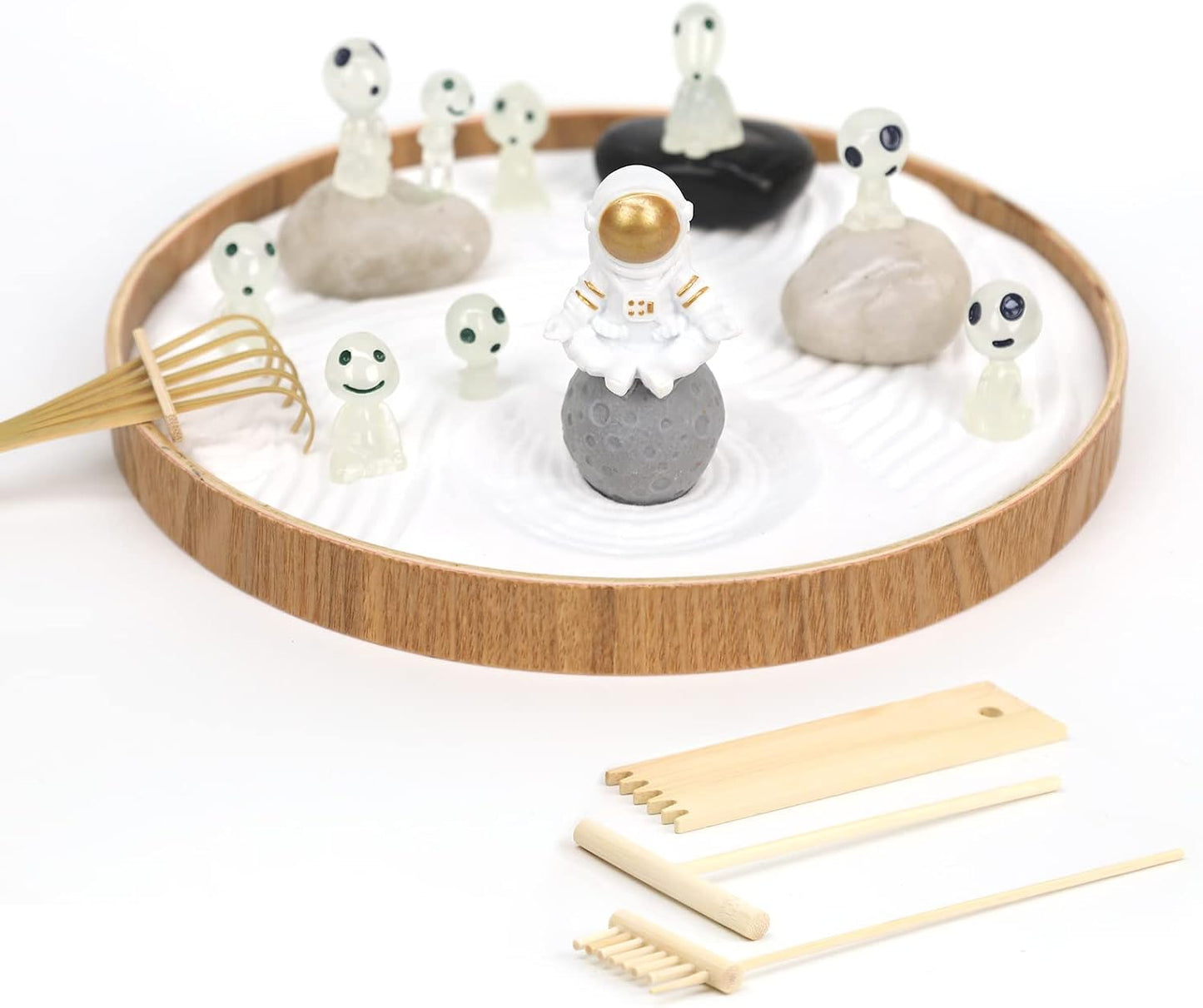 Mini Zen Garden for Desk Bodhi Tree and Buddha | Desktop Sand Tray Japanese Zen Garden Kit for Therapy Office Decor, Home Decor, Meditation Gifts