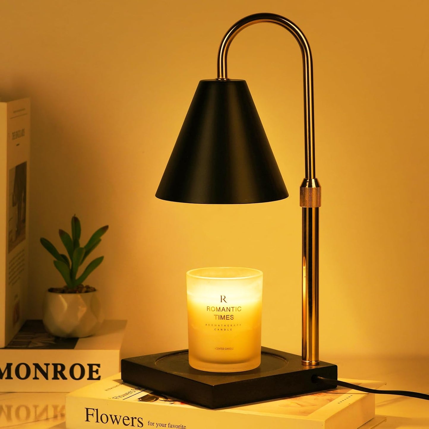 Modern Candle Warmer Lamp with Timer, Dimmable Candle Lamp Warmer, Mothers Day Birthday Gifts for Women Men, Black Candle Warmer, Adjustable Candle Light Warmer, Cozy Living Room Bedroom Home Decor