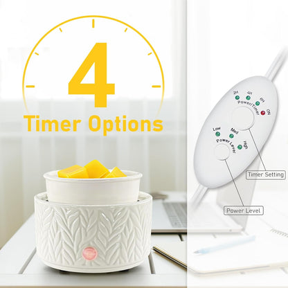 EQUSUPRO Wax Melt Warmer for Scented Wax Melts 3-in-1 Electric Ceramic Candle Wax Warmer Burner Fragrance Wax Melter for Home Office Bedroom Gift & Decor (Leaf)