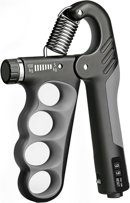 Hand Gripper Strengthener, 11-220LBs Adjustable Resistance Grip Strength Trainer with Counter, Forearm Exerciser for Injury Recovery and Muscle Building