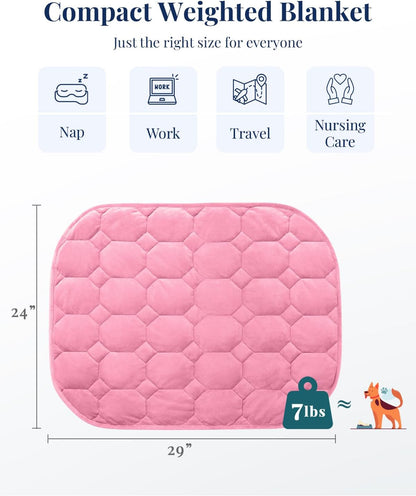 Kivik Weighted Lap Blanket, 7 lbs Weighted Lap Pad for Adults, Small Travel Weighted Blanket for Relaxation, Portable & Breathable, Grey, 24"x29"