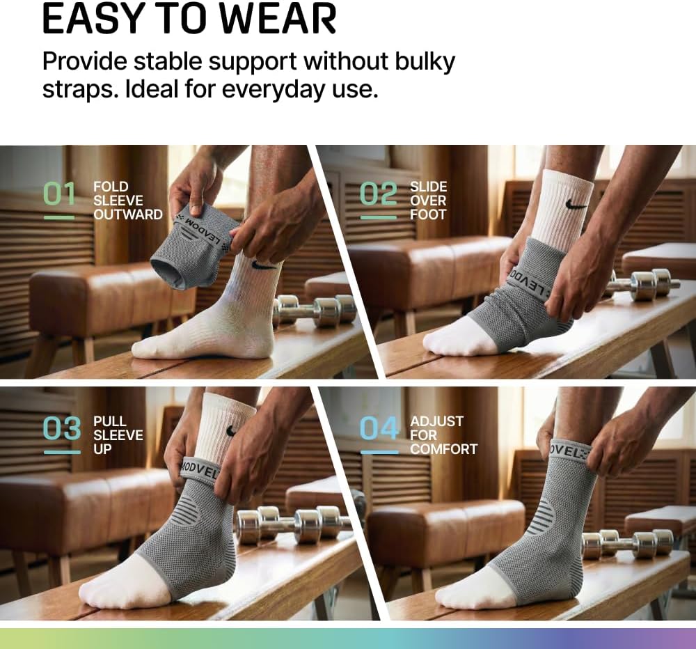 Modvel Foot & Ankle Brace Socks for Sprained Ankle Compression Sleeve - Foot Support for Women & Men - Tendonitis & Arthritis Ankle Brace Sports Running, Torn Ligaments & Women Stabilizing Ankle Wrap