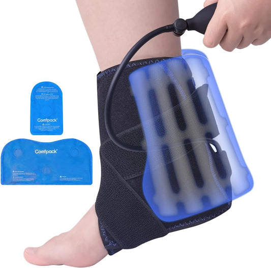 Comfpack Compression Ankle Ice Pack Wrap for Foot Pain Relief