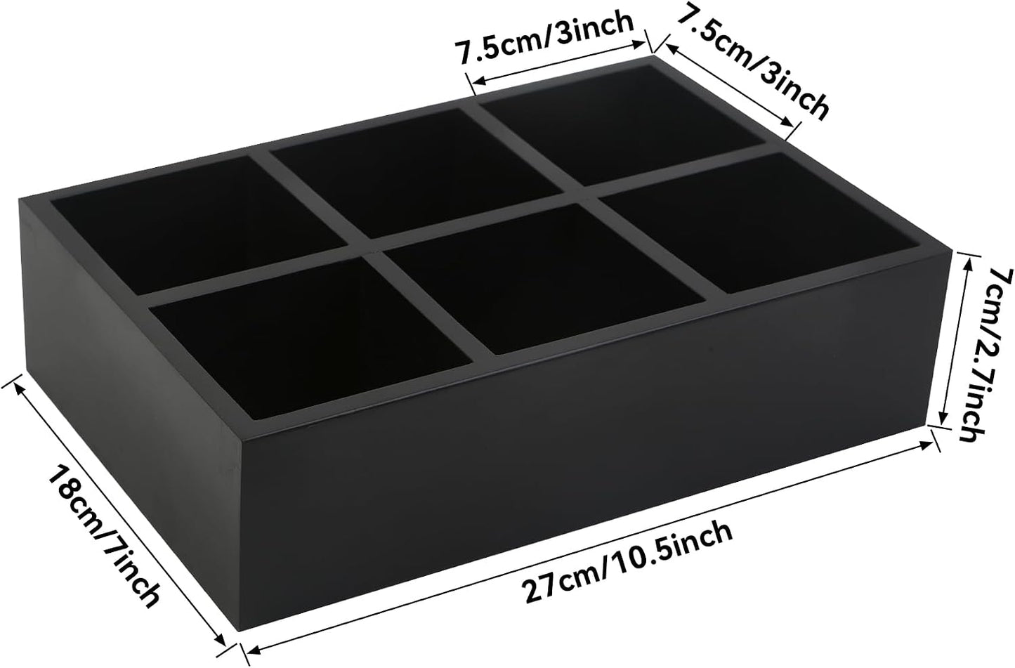 Tea Bag Box Black 6 Compartments Tea Organizer Storage Wood Drawer Station