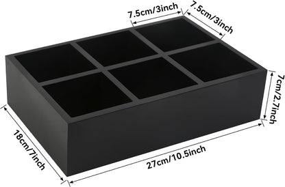 Tea Bag Box Black 6 Compartments Tea Organizer Storage Wood Drawer Station