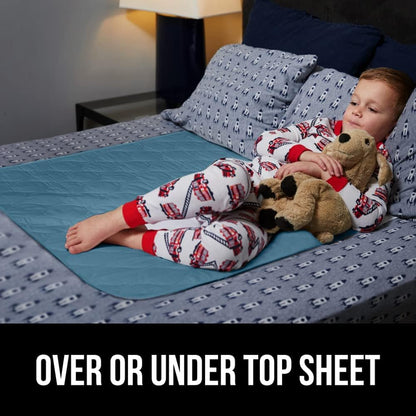 GORILLA GRIP Washable Underpads, Waterproof Reusable Heavy Absorbency Incontinence Bed Pads, Leak Proof Toddler Mattress Pad, 52x34 Slip Resistant Protector for Bedwetting, Adults and Kids, White