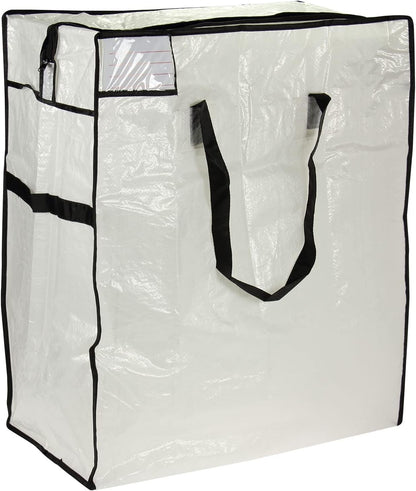 Household Essentials 2622 MightyStor Large Storage Bag with Handles | Clothing and Linen Storage Bag | White Tarp with Black Trim