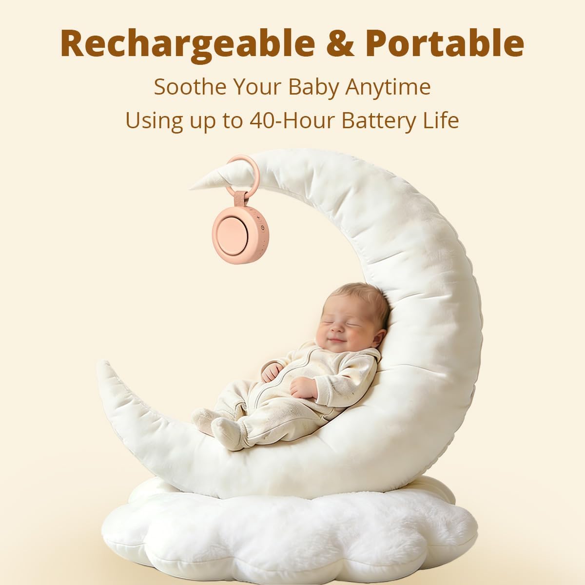 Portable White Noise Sounds Machine Car Seat Stroller Baby Shushing Soother 30 Soothing Sounds for Baby Kids Adults Pets 4 Timers Memory Function Brown Pink Noise Sleep Machine for Home Travel Office