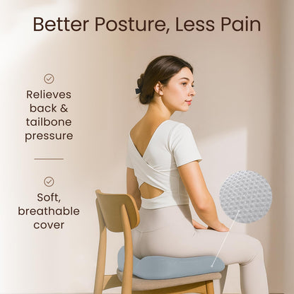 Sleepavo Office Chair Cushion - Seat Cushion for Tailbone Pain Relief - Butt Pillow for Coccyx, Sciatica, and Lower Back Pain - Orthopedic Chair Pad for Lumbar Support in Office Desk, Car, Airplane