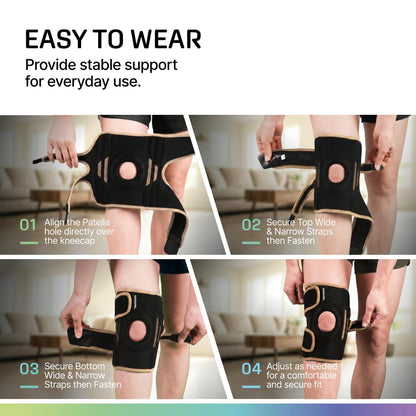 Modvel Knee Brace with Side Stabilizers & Patella Gel Pads for Pain Relief and Joint Support Breathable, Non-Slip Compression Sleeve for Men & Women, Arthritis, Meniscus, ACL Recovery