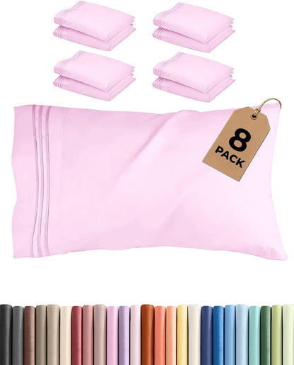 Standard Pillow Cases Set of 10 - Ultra Soft Hotel Quality Pillowcase Covers - Comfy, Cozy & Wrinkle Free - Shrink, Stain and Fade Resistant - Machine Washable Pillow Protectors - 10 Pcs Set - White - Colors A