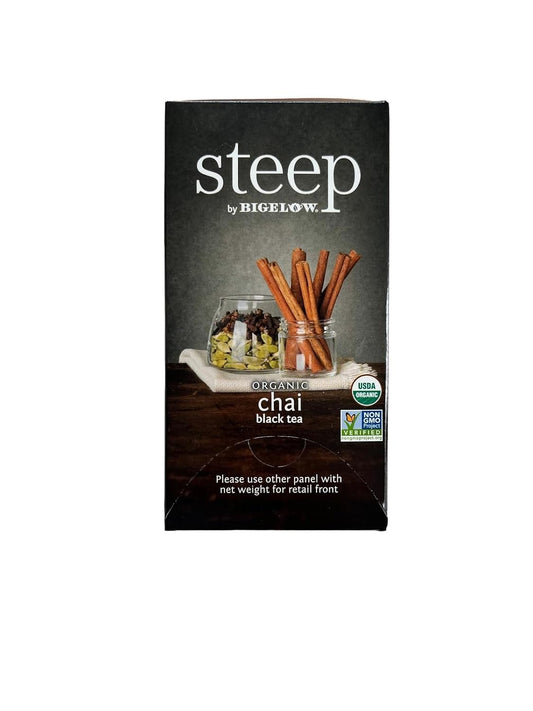 steep by Bigelow Organic Rooibos Hibiscus Herbal Tea, Caffeine Free, 20 Count (Pack of 6), 120 Total Tea Bags