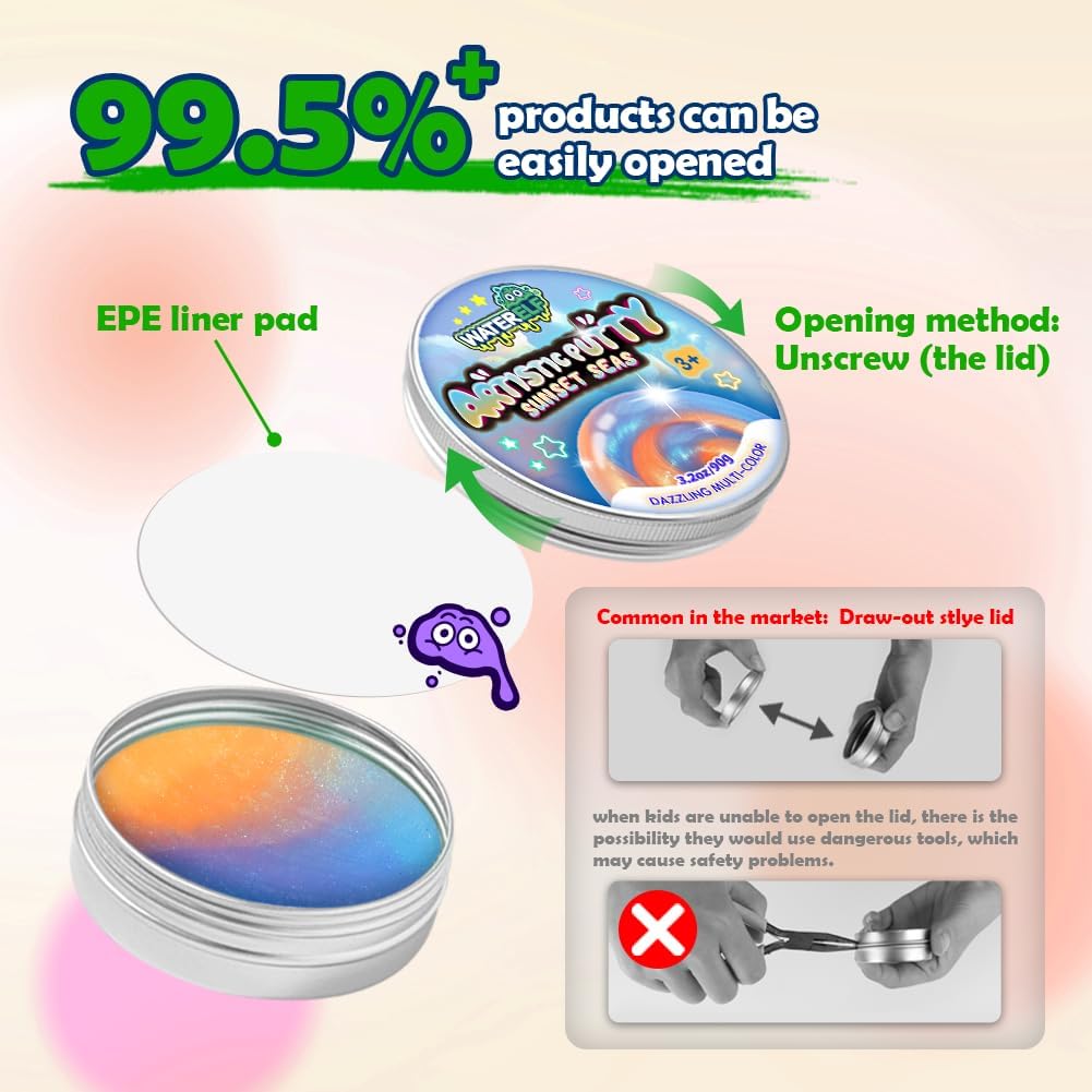 WATERELF Galaxy Putty Slime for Kids - Children's Day Gift, Fidget Sensory Artistic Therapy Putty Toys for Boys Girls Adults, Stress Relief Non-Sticky, 3.11 Inch 3.2 Oz – Golden/Red