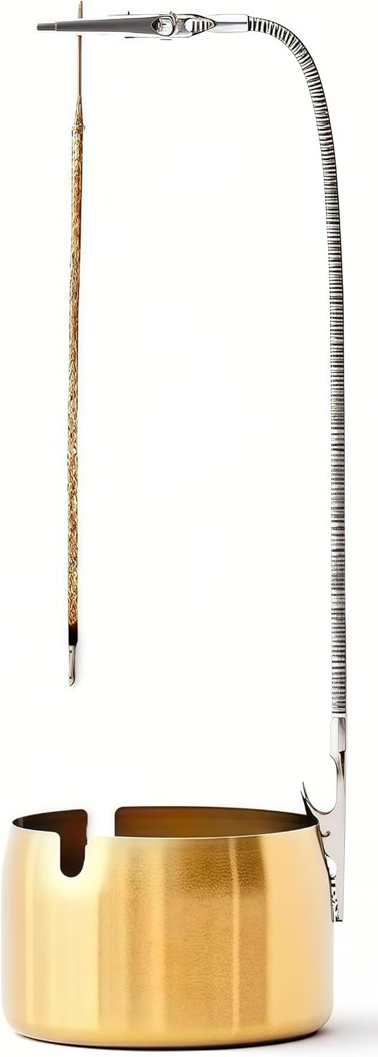 Modern Incense Holder with Flexible Metal Stand, Silver Ash Collector Base, Minimalist Design for Home Meditation and Aromatherapy. (Black + Clip)