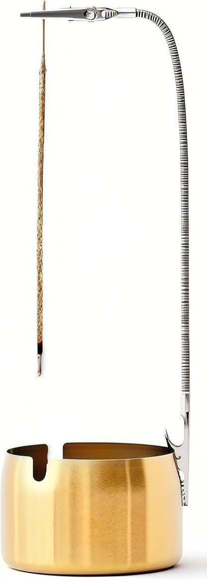 Modern Incense Holder with Flexible Metal Stand, Silver Ash Collector Base, Minimalist Design for Home Meditation and Aromatherapy. (Black + Clip)