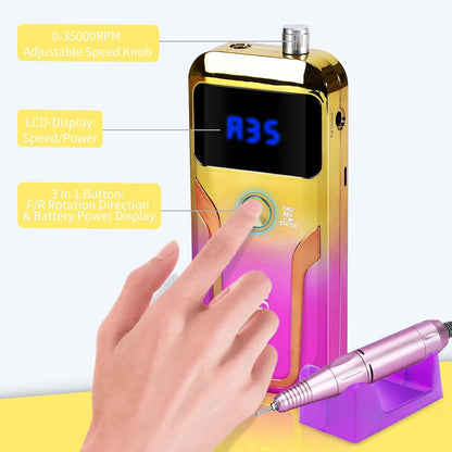 MOCOWIND Portable Nail Drill Professional 35000 RPM, Electric Nail E File