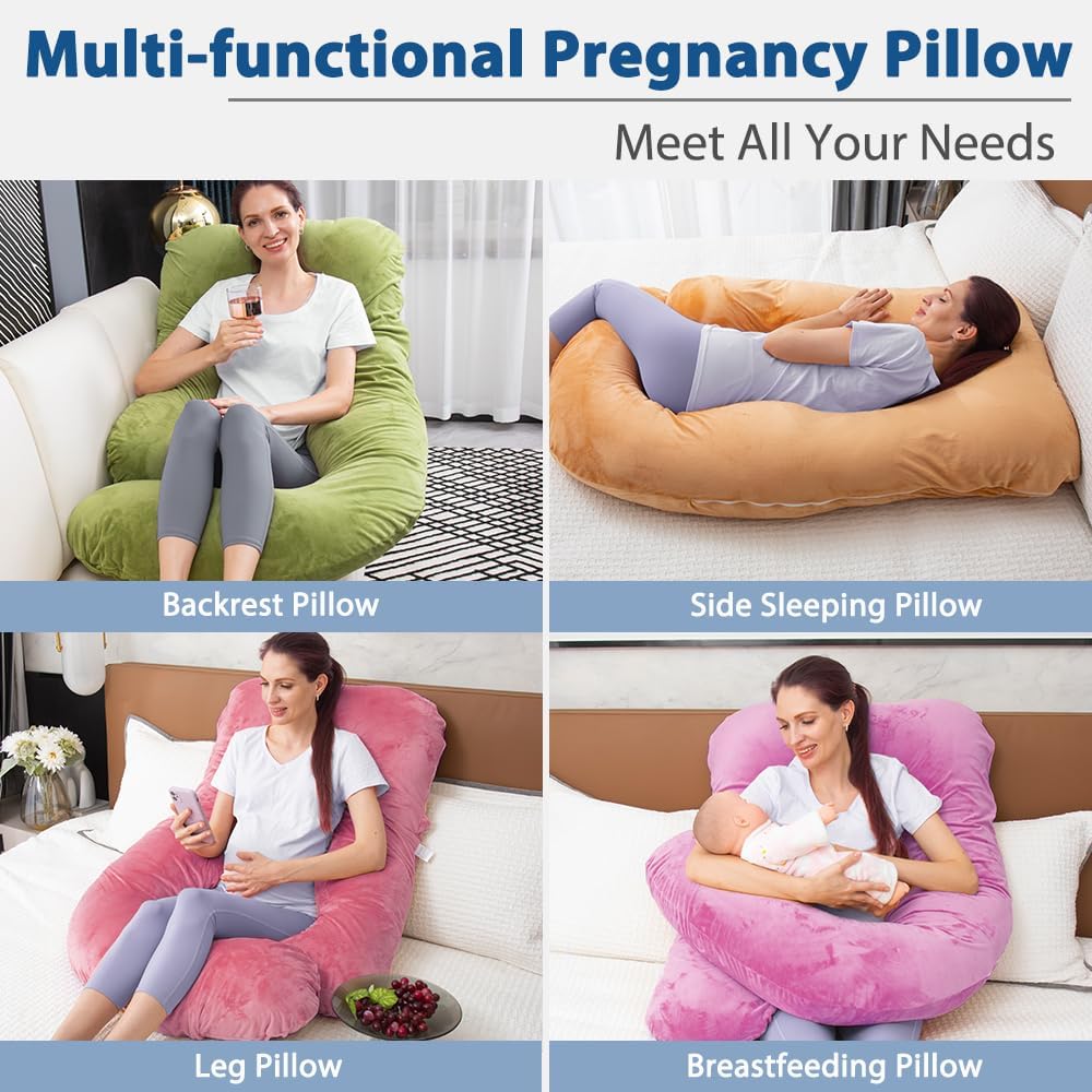 60 Inch Pregnancy Pillow for Sleeping, Extra Large U Shaped Body Pillow, Maternity Pillow for Pregnant Women with Velvet Cover (Dark Grey)