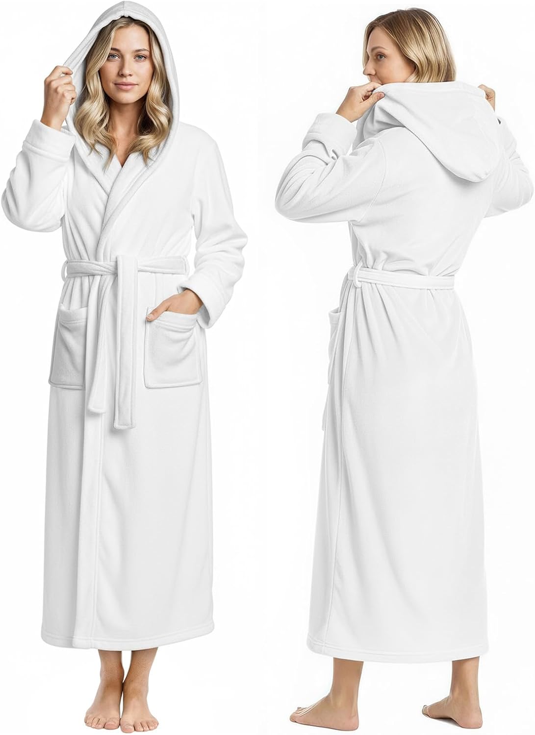 Premium Ultra Soft Robes for Women with Hood Plush Fleece Long Bathrobe