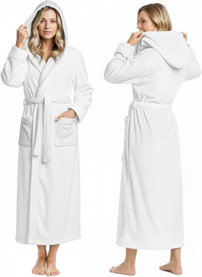 Premium Ultra Soft Robes for Women with Hood Plush Fleece Long Bathrobe
