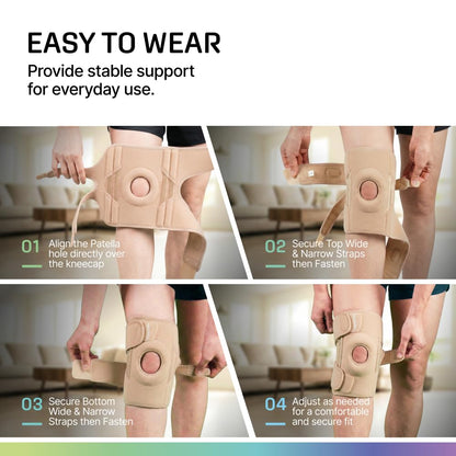 Modvel Knee Brace with Side Stabilizers & Patella Gel Pads for Pain Relief and Joint Support Breathable, Non-Slip Compression Sleeve for Men & Women, Arthritis, Meniscus, ACL Recovery