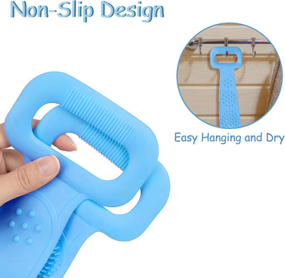 Silicone Body Scrubber for Shower,Silicone Back Body Scrubber with Handle,27.5 Inch Exfoliating Deep Clean Bath Body Brush Scrubber for Men and Women-2 PCS
