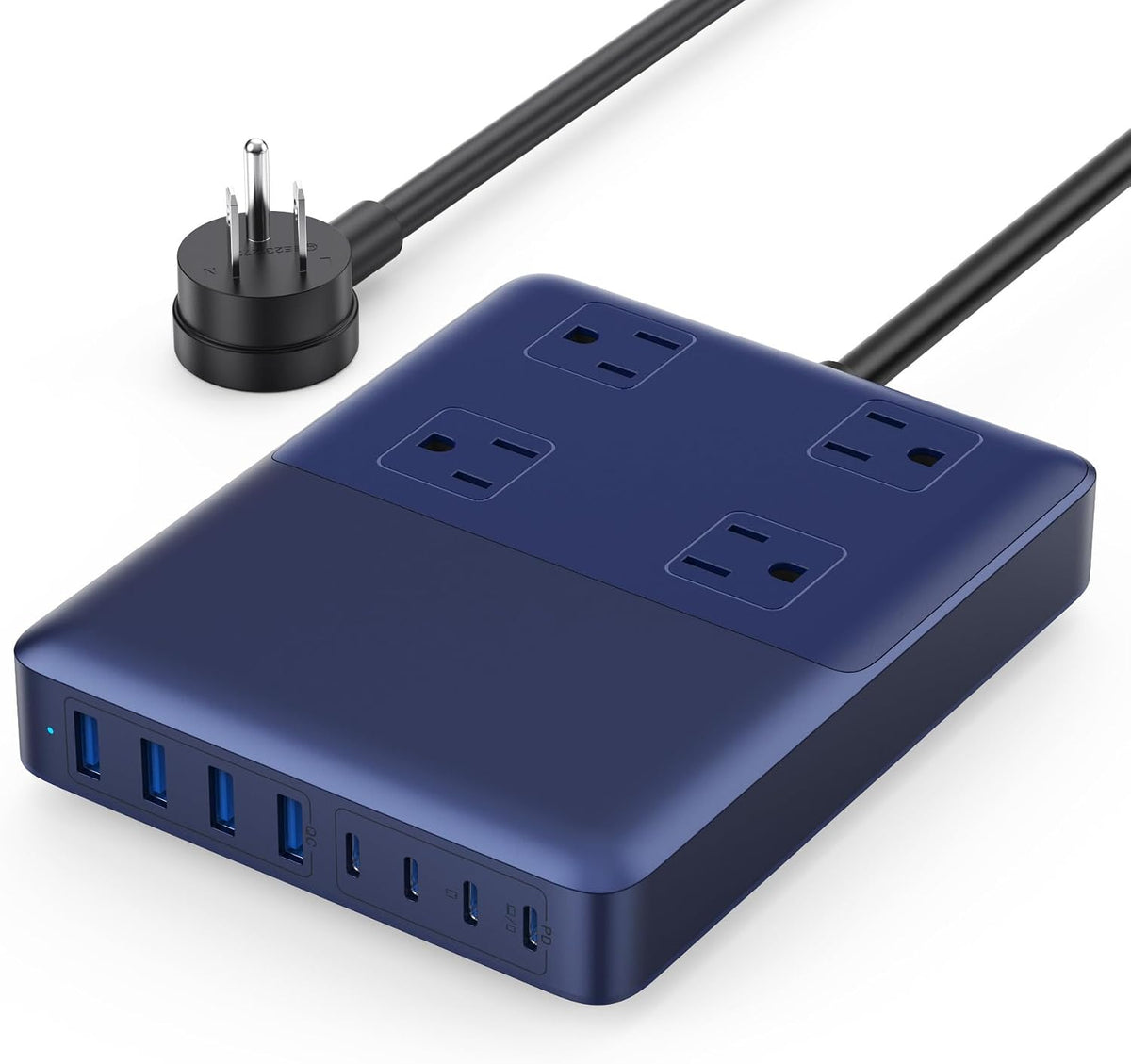 12-in-1 Charging Station USB C Power Strip with 5ft Cord and Plug,200W GaN IV USB C Charger Block,4 AC Outlets,8 USB for MacBook,iPhone 17/16/15,Fast Charging Desktop Charger for Office,Home